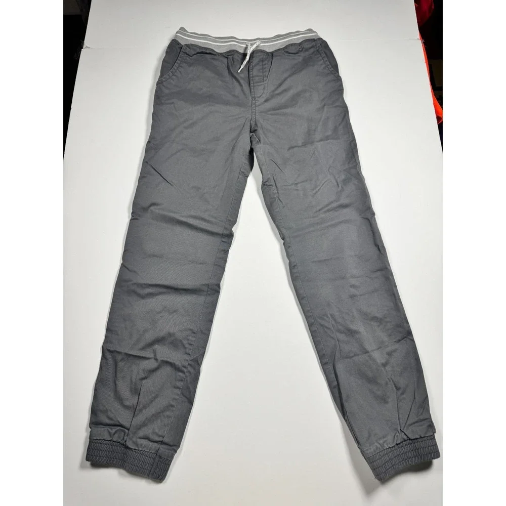 Cat & Jack Jogger Pants Boys 16‎ Gray Woven Elastic Drawstring Waist Tapered Leg